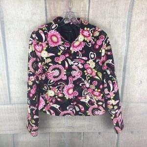 NICOLE MAX Floral Multi-colored Zip Blazer Jacket
